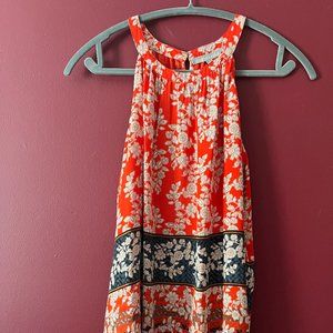 Daniel Rainn: Sleeveless halter top tunic. Orange/Blue. Size L.